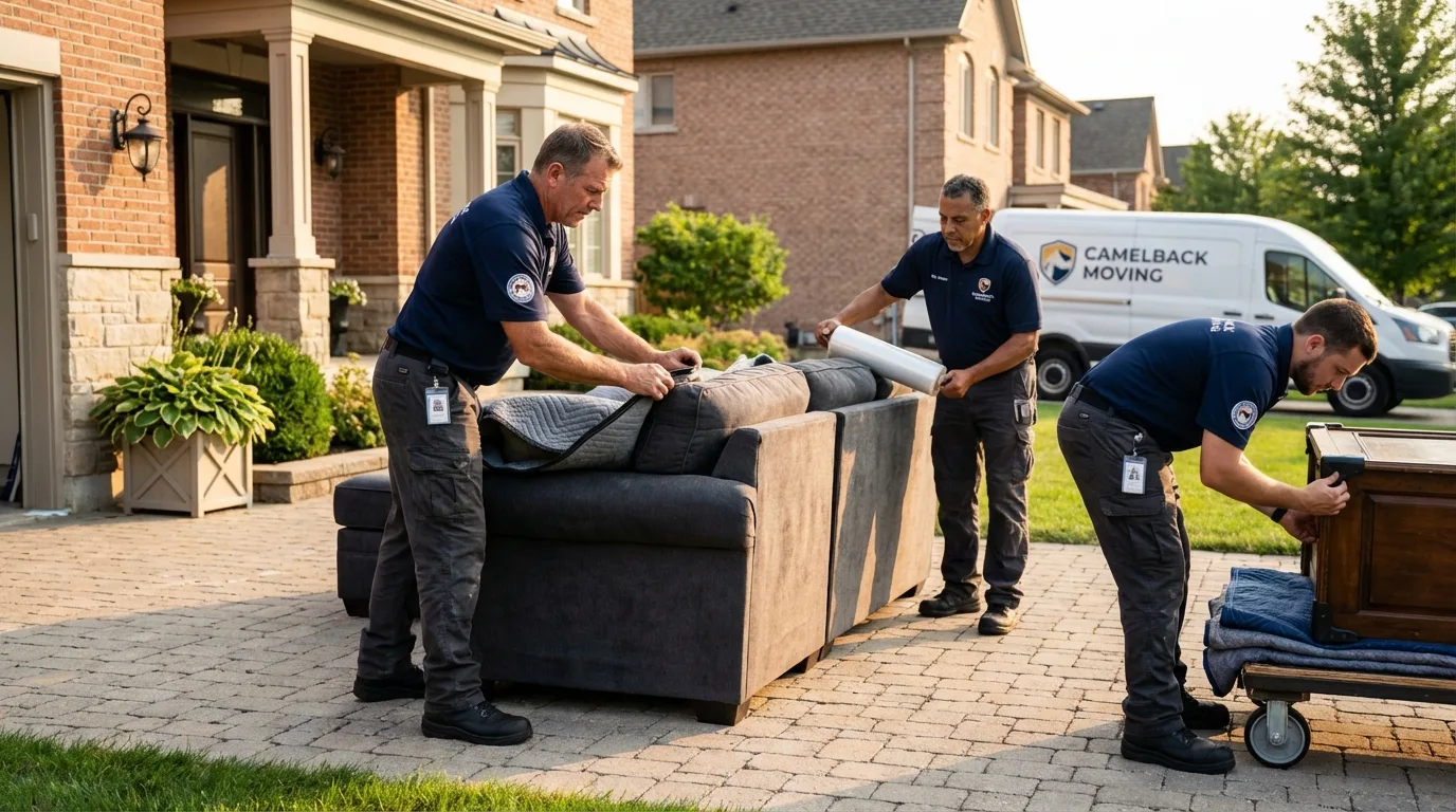 Large estate moving crew wrapping furniture in Conway Springs, KS