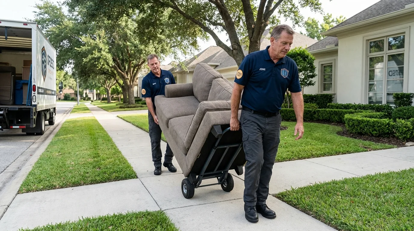Local residential moving crew loading furniture in Conway Springs, KS
