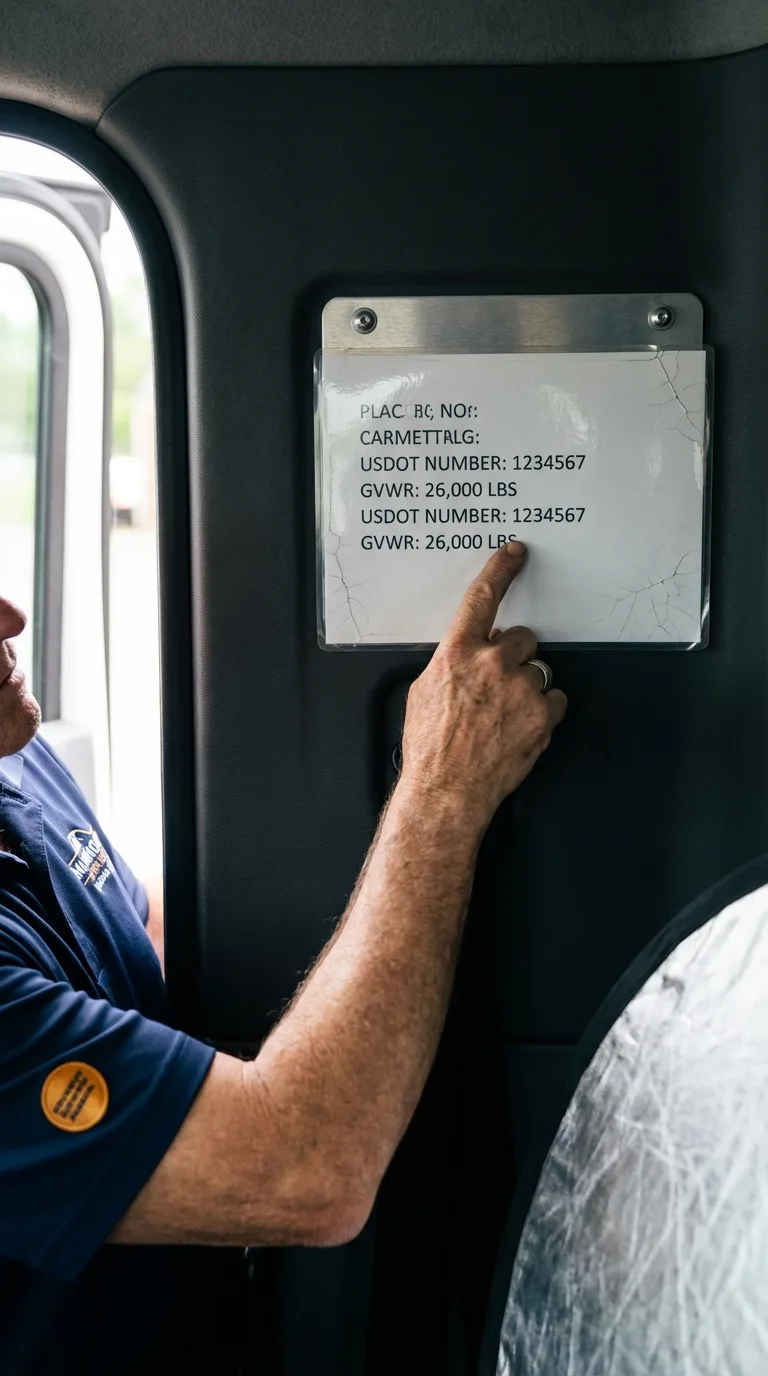 USDOT licensing placard verification in Conway Springs